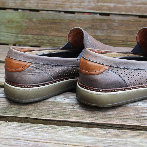 EUC, Ron White Gray Perforated Leather Slip-On, Size 43 EU, Made in Italy - Picture 7 of 13